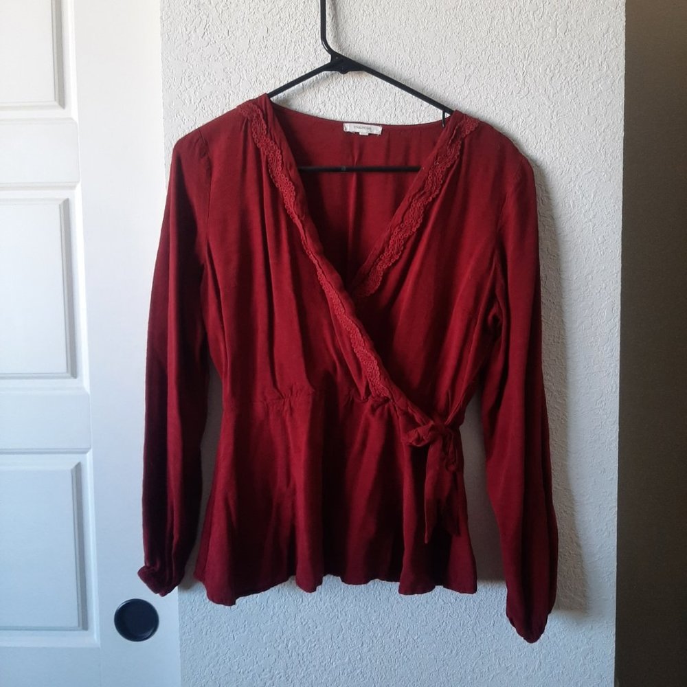 Maurices Faux Wrap Peplum Blouse